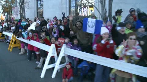 Crowds gather for parade (1 of 3) Stock Footage 10838793