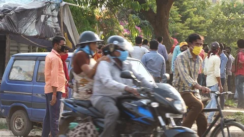 Crowds gathered during COVID 19 Stock Footage 129772459