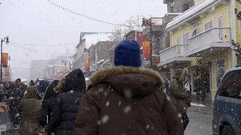 Crowds on historic Main Street during the Sundance Film Festival. Stock Footage