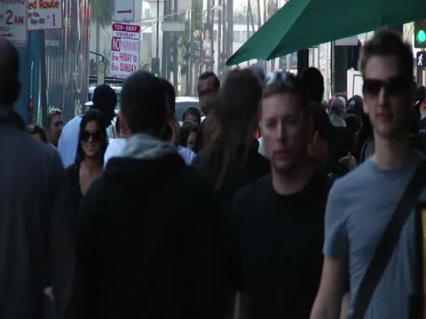 Crowds on Hollywood Blvd walking Stock Footage 18186434