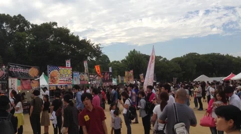 Crowds at a Japanese Festival Stock Footage