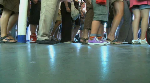 Crowds in line (2 of 2) Stock Footage 839518