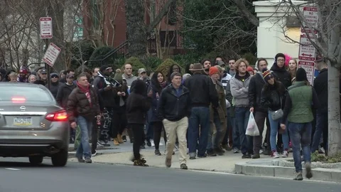 Crowds Line Up for Free Joints Pro-Marijuana Inaugural Protest Stock Footage 71807640