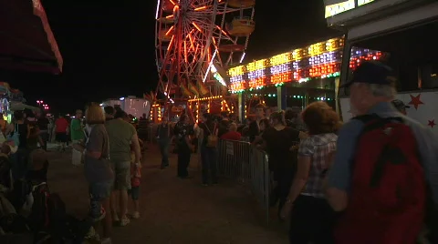 Crowds on the Midway at Night Stock Footage 865765