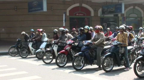 Crowds of motorbikes, Vietnam Stock Footage 289328