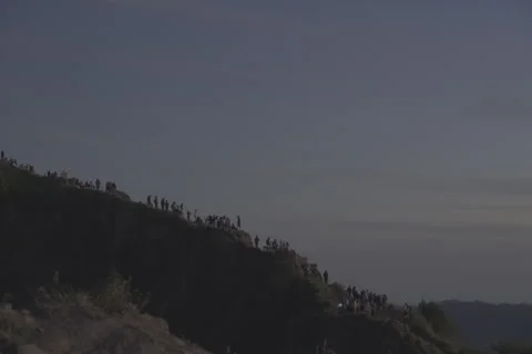 Crowds on a Mountain Ridgeline Stock-Footage 246410529
