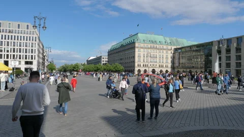 Crowds at Pariser Platz in Berlin, Germany Stock Footage 346857548