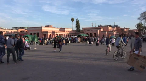 Crowds passing through Jemaa El Fnaa in Marrakesh Morocco Stock Footage 62465382