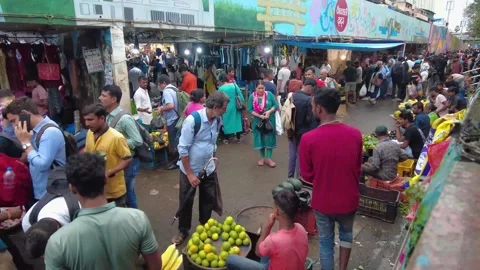 Crowds of people create a bustling scene at Street market. Stock Footage 252747309