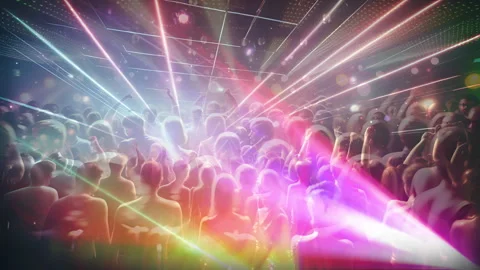 Crowds of people in a disco Stock Footage 256031813