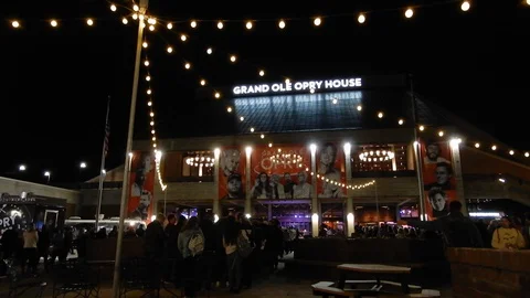 Crowds Of People Going Inside Grand Ole Opry House Through Security Checkpoi Stock Footage 129757132