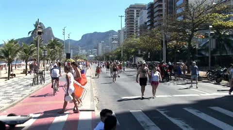 Crowds of People Jogging and Walking On the Beach In Rio De Janeiro, Brazil 4 Stock-Footage 19705835
