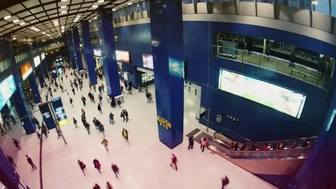 Crowds of People at the Metro Station Stock Footage