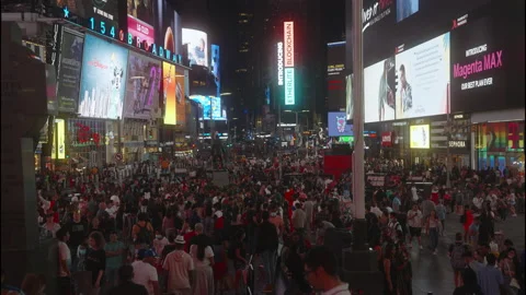 Crowds of People in Times Square Stock Footage 158244518