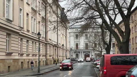 Crowds of people walking old streets in Opava, Czech Republic Vídeos de archivo 265486390