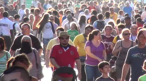 Crowds of People Walking in Sunlight Stock Footage 46010268