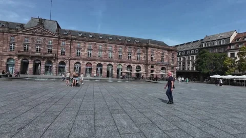 Crowds at Place de la République in Strasbourg on a Sunny Day Stock Footage 344821714