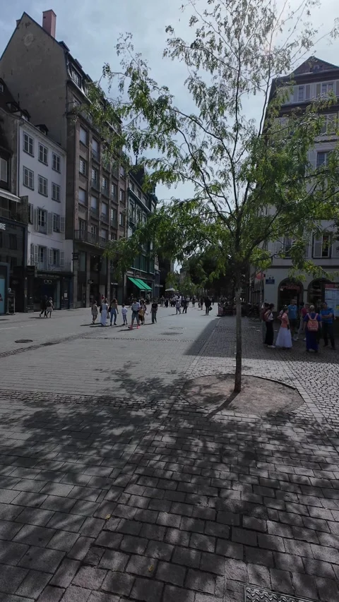 Crowds at Place de la République in Strasbourg on a Sunny Day Stock Footage 344821752