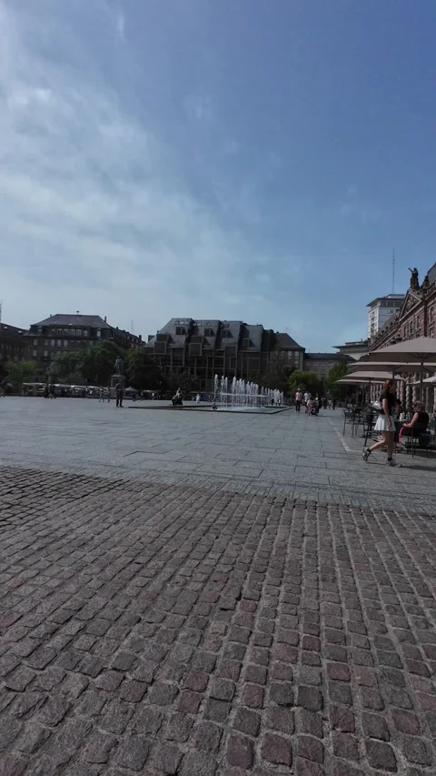 Crowds at Place de la République in Strasbourg on a Sunny Day Stock Footage 344821775