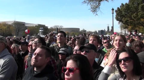 Crowds of protestors on the mall in Washington D.C. Stock Footage