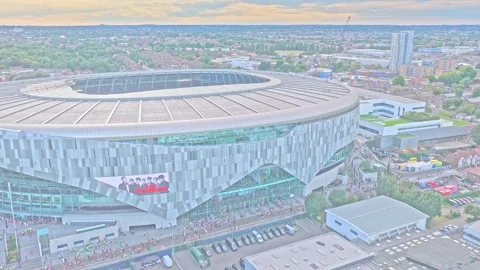 Crowds Queueing Outside Tottenham Hotspur Stadium for BTS Concert, London Stock Footage 340932119