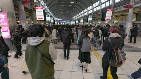 Crowds of rush hour commuters in Tokyo from behind. Stock Footage 295223421