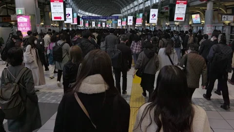 Crowds of rush hour commuters in Tokyo from behind. Video stock 295400005
