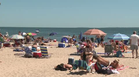 Crowds on a sunny beach (10 of 10) Stock Footage 10773030