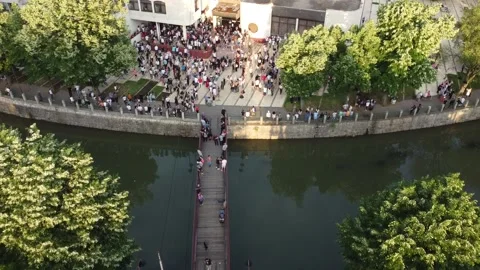 Crowds in the town square Stock Footage 205147783