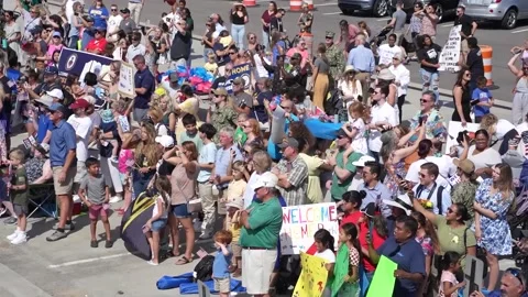 Crowds waiting for arrival of U.S. Navy ships returning from deployment Stock Footage 209492331