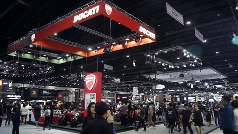 Crowds walking inside Thailand Motor Expo 2016 in Bangkok. Stock Footage 71216053