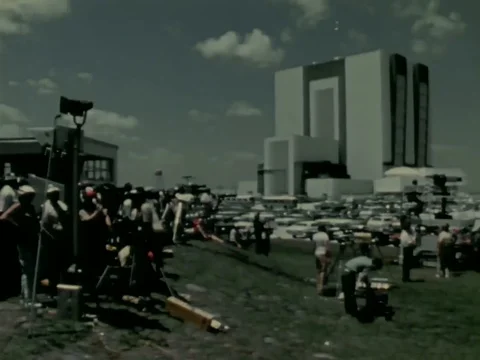 As crowds watch, the Apollo 16 spacecraft lifts off from the John F. Kennedy Video stock 83216638