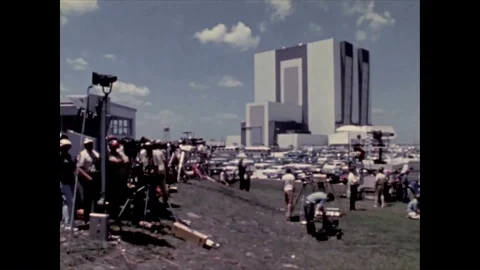 As crowds watch, the Apollo 16 spacecraft lifts off from the John F. Kennedy Video stock 86138172