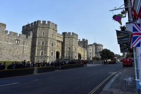 Crowds at Windsor Castle 写真素材