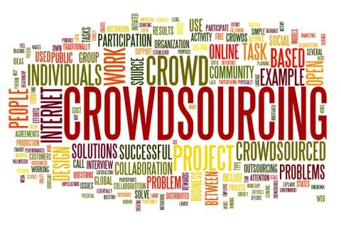 Crowdsourcing concept in word tag cloud Stock Illustration