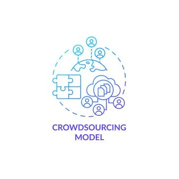 Crowdsourcing model blue gradient concept icon Stock Illustration