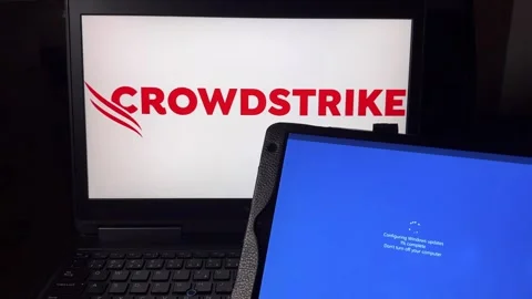 Crowdstrike global blackout, blue screen Stock Footage 280965367