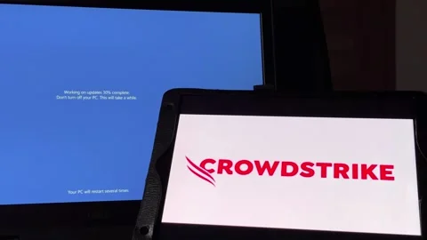 Crowdstrike global blackout, blue screen Stock Footage 280965436