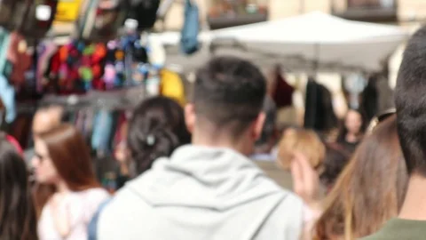 CROWDY STREET IN CENTRAL MADRID Stock Footage 107175341