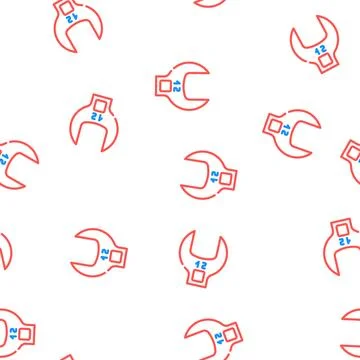 Crowfoot wrench vector seamless pattern Illustrazione stock