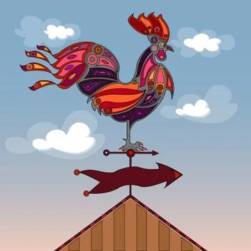 Crowing rooster Stock Illustration