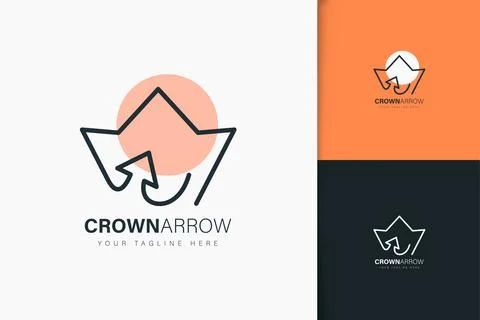 Crown arrow logo design linear style Stock Illustration