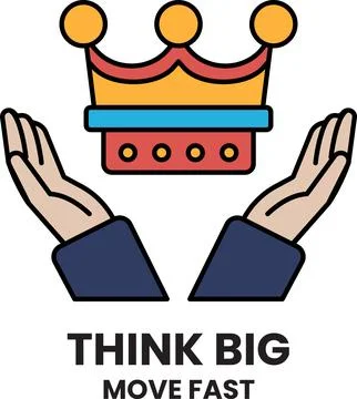 A crown is being held by two hands, with the words "Think Big Stock Illustration