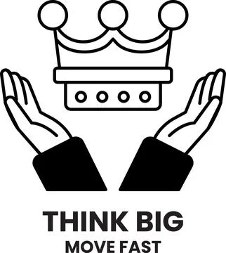 A crown is being held by two hands, with the words "Think Big Stock Illustration