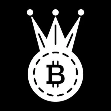 Crown, bitcoin solid icon. vector illustration isolated on black. glyph style Stock Illustration