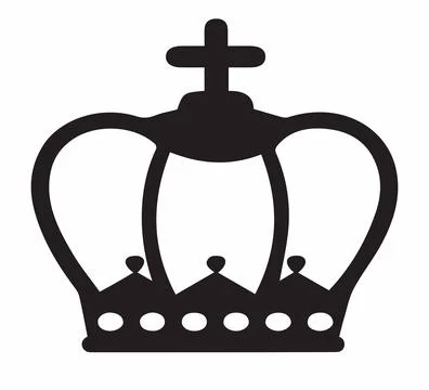 Crown black and white on white background. Illustration classic crown in bl.. Stock Illustration