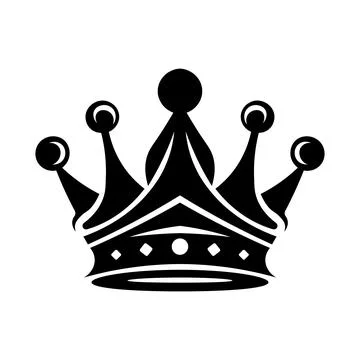 Crown black vector icon on white background Stock Illustration
