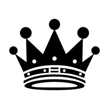 Crown black vector icon on white background Stock Illustration