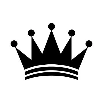 Crown black vector icon on white background Illustrazione stock