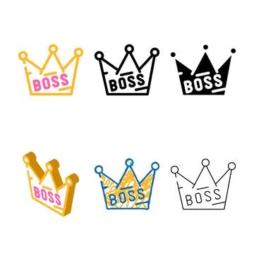 Crown boss color icon vector multipack Stock Illustration